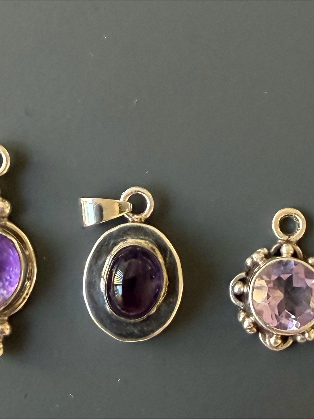Sterling Silver Amethyst Oval Pendants